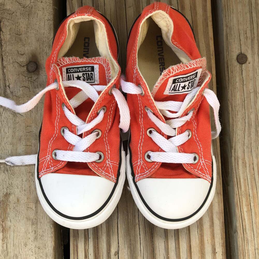 Converse All Star Low Top Sneakers - Orange & White - Size 4Y
